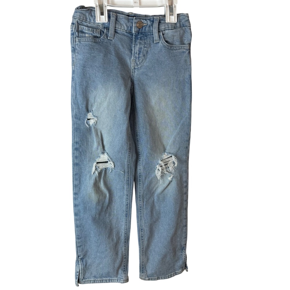 Gap Kids Jeans Size 7 Straight‎ Light Wash Distressed Denim Pants Girls